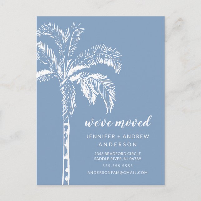 Modern Palm Tree Moving Announcement Postcard (Front)