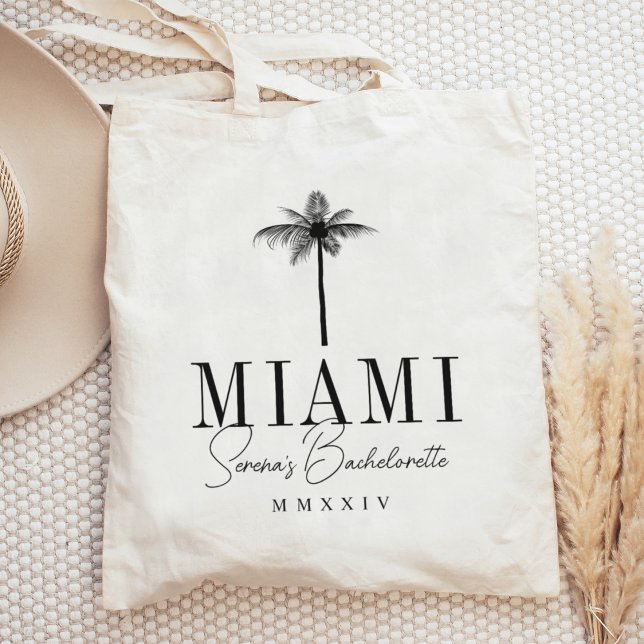 Modern Palm Tree Personalized Bachelorette Party Tote Bag (Creator Uploaded)