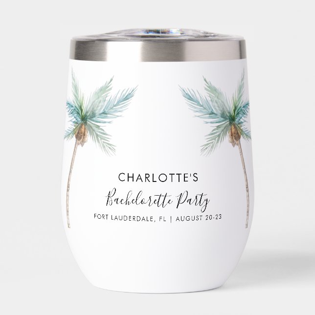 Modern Palm Trees Coastal Bachelorette Party (Front)