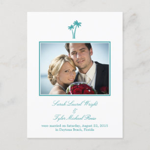 Modern Palm Trees Wedding Announcement Postcard