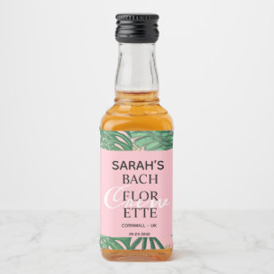 Modern Palm Tropical Pink Bachelorette Crew Party Liquor Bottle Label