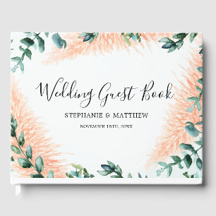 Modern Pampas Foliage Greenery Watercolor Wedding Guest Book