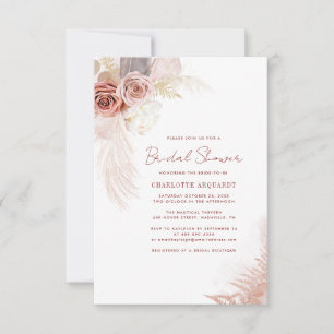 Modern Pampas Gras Bridal Shower Budget Invitation