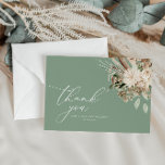 Modern pampas grass sage green wedding  thank you card<br><div class="desc">wedding thank you card design with watercolor pampas grass and a personalized thank you message to your guests.</div>