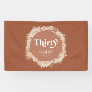 Modern pampas grass terracotta 30th birthday banner