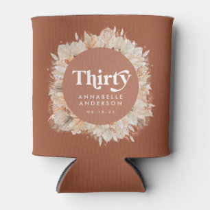 Modern pampas grass terracotta 30th birthday can cooler