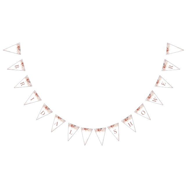 Modern Pampas Grass Terracotta Bridal Shower Bunting Flags (All)