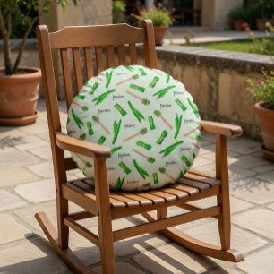 Modern Pandan Leaf Pattern Round Pillow