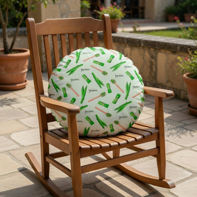 Modern Pandan Leaf Pattern Round Pillow (Creator Uploaded)