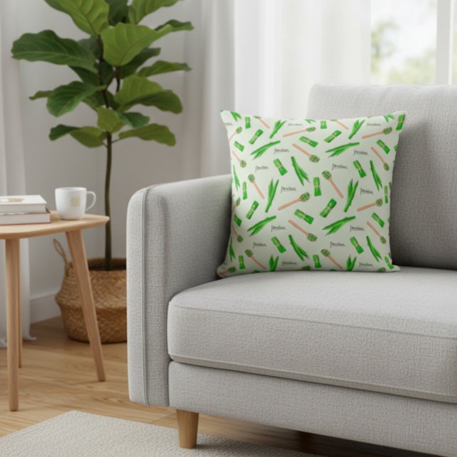 Modern Pandan Leaf Pattern Throw Pillow (Creator Uploaded)