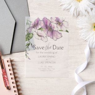 Modern Pansy Save the Date Vellum Invitations