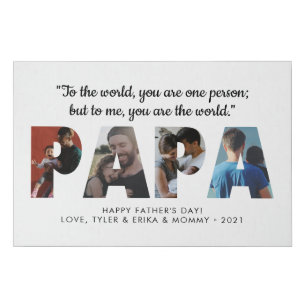 Modern PAPA Chic Photo Collage Happy Father's Day Faux Canvas Print