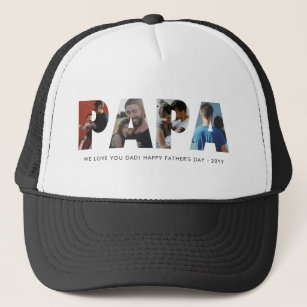 Modern PAPA Chic Photo Collage Happy Father's Day Trucker Hat