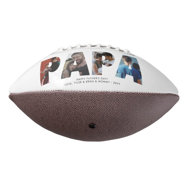 Modern PAPA Photo Collage Chic Happy Father's Day Football (Rotated 270)