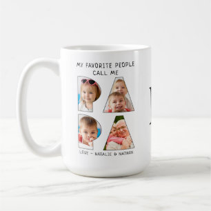 Modern PAPA Saying 8 Photo Collage Coffee Mug