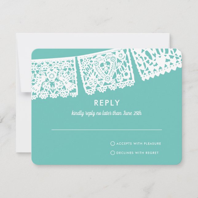 Modern Papel Picado Custom Colour | Wedding RSVP (Front)