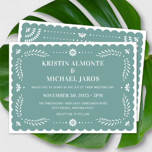 Modern Papel Picado Mexican Wedding Invitation