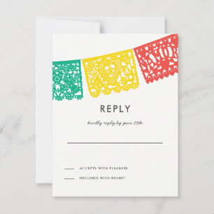 Modern Papel Picado Reply Card   Wedding RSVP