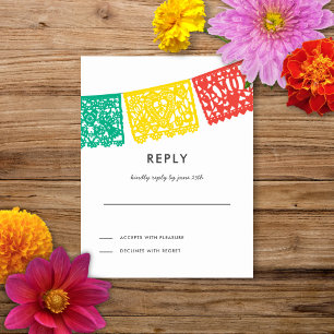 Modern Papel Picado Reply Card Wedding RSVP
