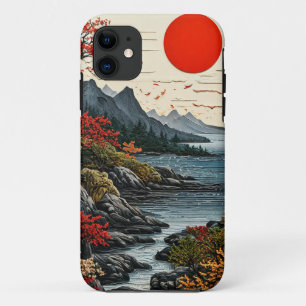 Modern paper art Mountains and forest iPhone 11 Case