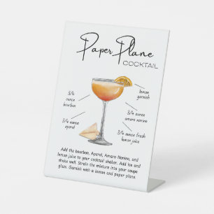 Modern Paper Plane Cocktail Pedestal Sign