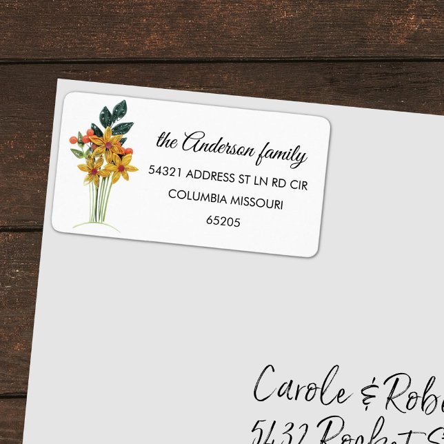 Modern Paper Quilled Flowers Return Address Label (Creator Uploaded)