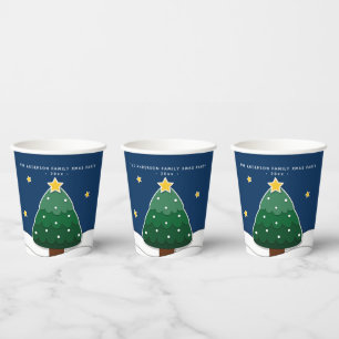 Modern Papercut Style Christmas Tree Xmas Party Paper Cups