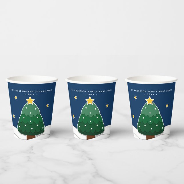 Modern Papercut Style Christmas Tree Xmas Party Paper Cups (Multi)