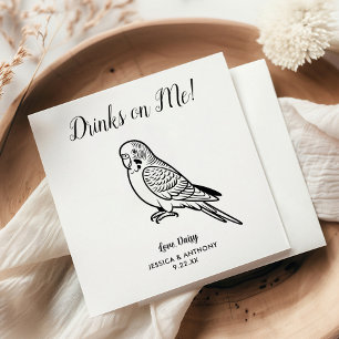 Modern Parakeet Wedding Cocktail Napkins