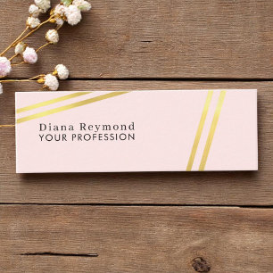 Modern Parallel Faux Gold Stripes Fair Pink Mini Business Card