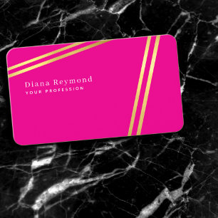 Modern Parallel Stripes Hot Pink Business Card
