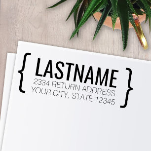 Modern Parenthesis with Name and Return Address Self-inking Stamp