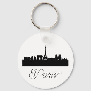 Modern  Paris, France City   Stylized Skyline  Keychain