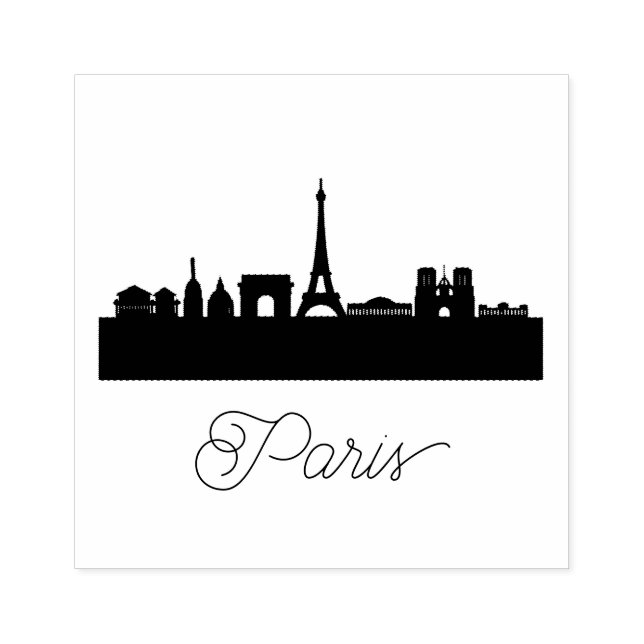 Modern  Paris, France City | Stylized Skyline  Rubber Stamp (Imprint)