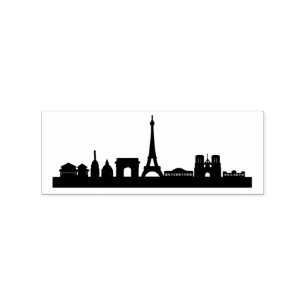 Modern Paris, France City Stylized Skyline Rubber Stamp