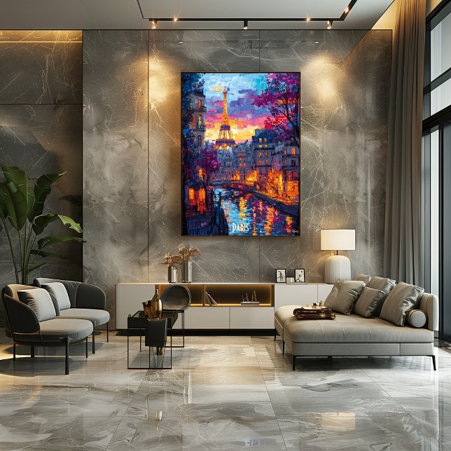 Modern Paris Skyline - Poster romantique de Paris (Créateur téléchargé)