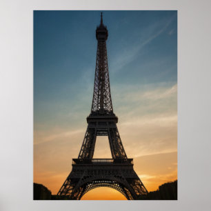 Modern Parisian Sunset Eiffel Tower Paris French   Poster