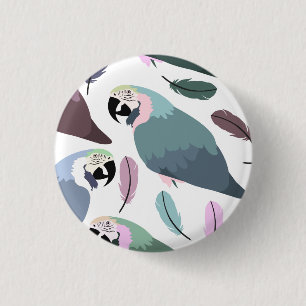 Modern Parrots Tropical Pattern 1 Inch Round Button