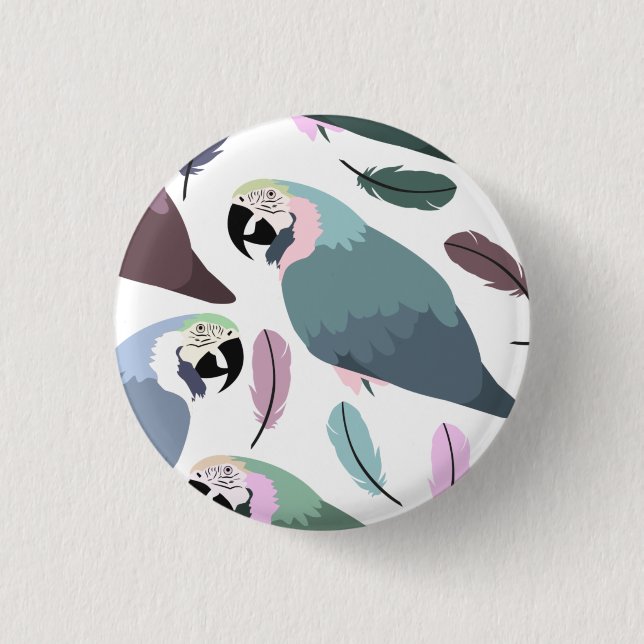 Modern Parrots Tropical Pattern  1 Inch Round Button (Front)