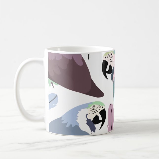 Modern Parrots Tropical Pattern  Coffee Mug (Left)