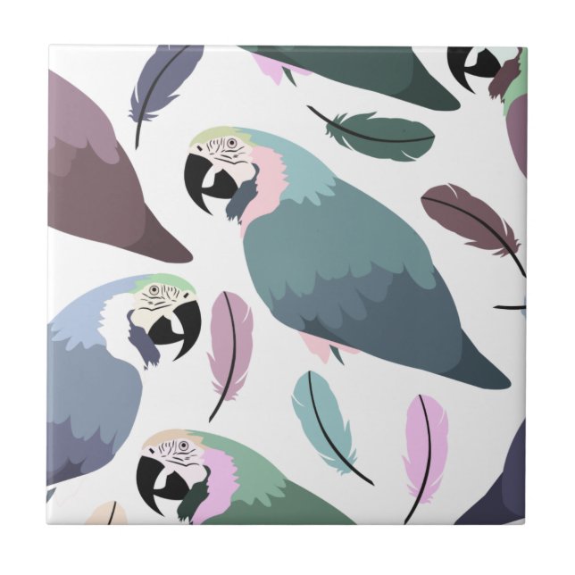 Modern Parrots Tropical Pattern  Tile (Front)