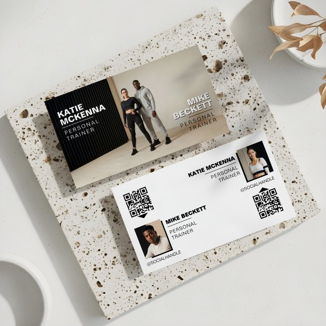 Modern Partners Photo Fitness Trainer QR Code Business Card (Modern Partners Photo Fitness Trainer QR Code Business Card)