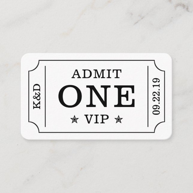 Modern Party Admission Ticket - Black & White Enclosure Card (Front)