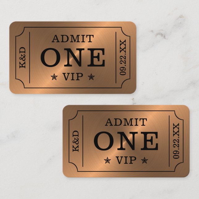 Modern Party Admission Ticket - Rose Gold Enclosure Card (Front/Back)
