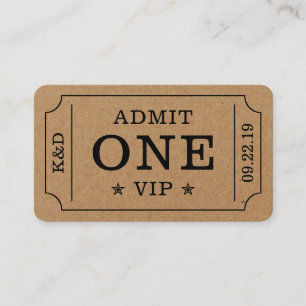 Modern Party Admission Ticket - Rustic Kraft Enclosure Card