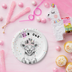 Modern Party Animals Birthday Party Paper Plate