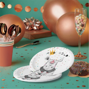 Modern Party Animals Birthday Party Paper Plate