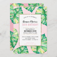 MODERN PARTY INVITATION monstère tropicale feuille