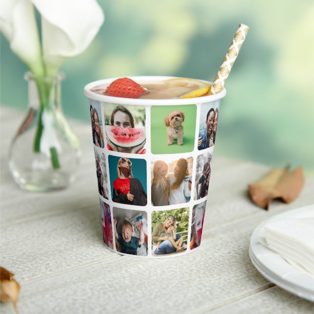 Modern Party Photo Collage Pattern  Paper Cups (Insitu)