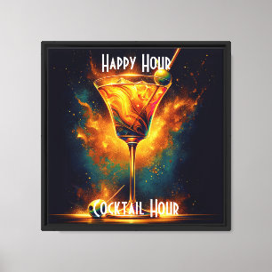 Modern Party Time Neon Personalized Canvas Print
